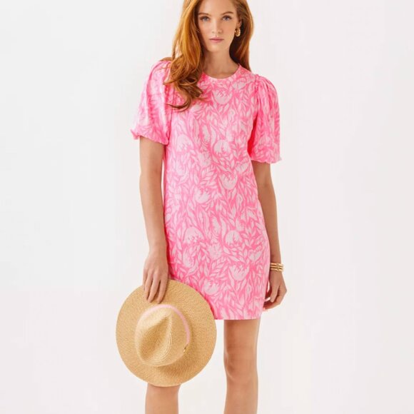 NWOT Lilly Pulitzer Mercer Puff Sleeve Dress - Tulip To Tango - Picture 2 of 3